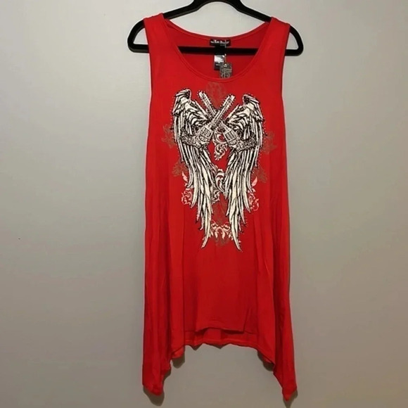from Los Angeles | New Bus Stop red rhinestone angel wing tank top womens 2X NWT - Picture 2 of 10